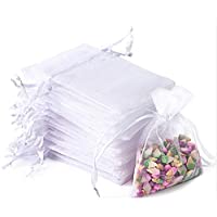 Wanap Bolsas Organza- 100pcs 7x9cm Bolsitas de Tela de Regalo de Fiesta- Bolsas de Joyería Blancas Pequeñas